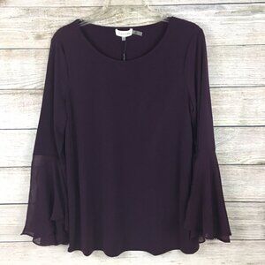 Calvin Klein Popover Blouse Round Neck Bell Sleeve